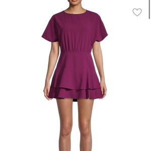 ALICE + OLIVIA PURPLE PALMIRA TIE- BACK TIERED MINI DRESS SIZE 4